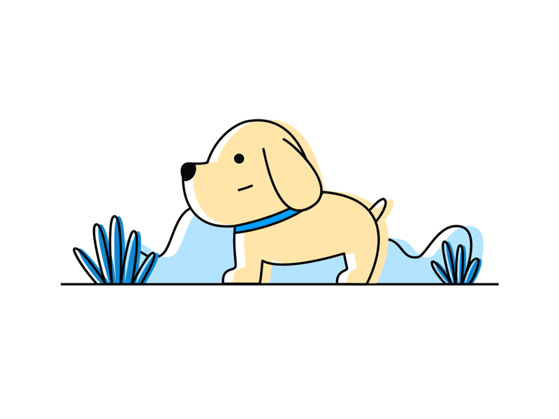Line art illustration-MyDog-Stretch animation blue cute animal cute art dog funny illustration labrador retriever line lineart linework plant stretching ui