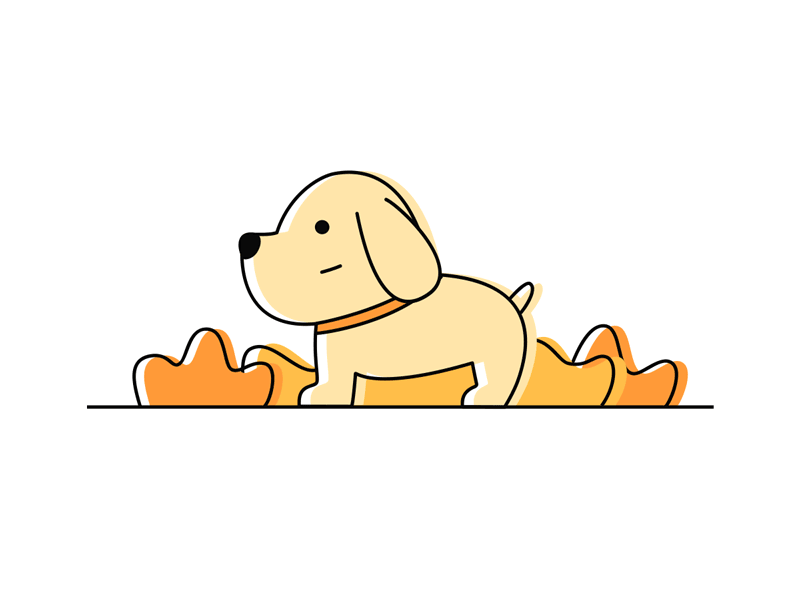 Line art illustration-MyDog-Poop animated gif animation dog dog illustration illustration labrador labrador retriever line lineart linework orange poop ui