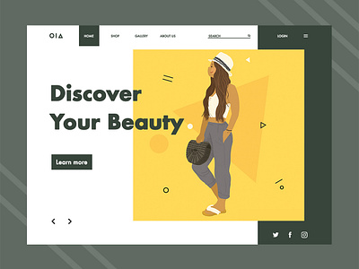 Illustration Design for the website beauty fashion green illustration outfit outfits ui web webdesign website website concept website design yellow