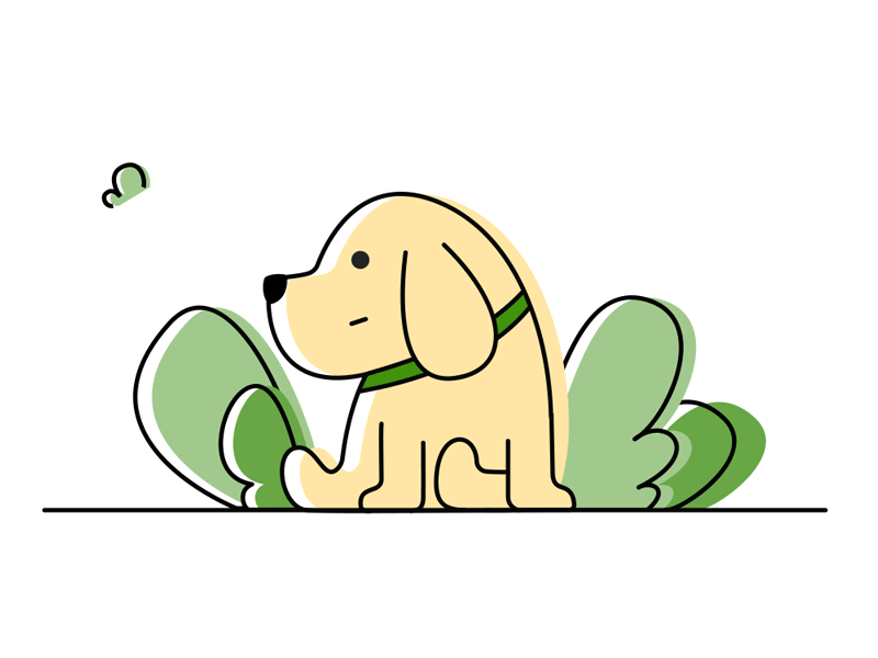 Line art illustration-MyDog-Sit animated animated gif animation dog green illustration labrador labrador retriever line lineart linework ui