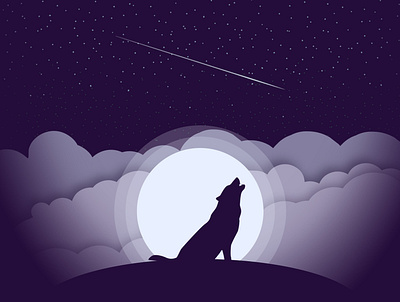 The Wolf adobeillustrator colors design illustration illustration art illustrator moon vector wolf