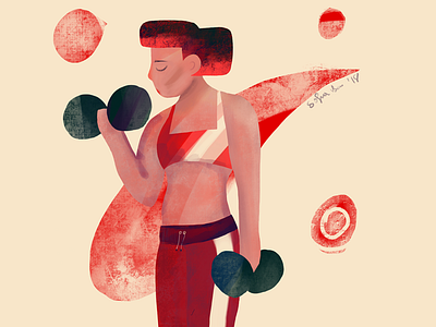 Workout abstract character design fitness procreate texture ui ux woman