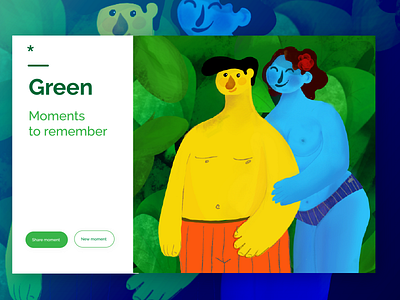 Colorful moments art chat color picker green hero illustration image viewer messenger overview scheme ux web