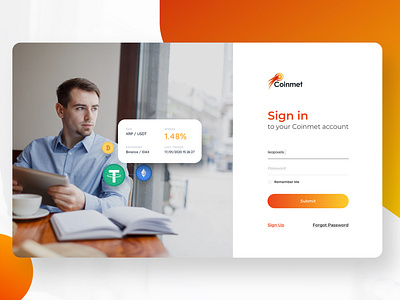 Coinmet Sign In Page - Daily UI 100 Challenge