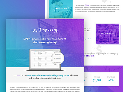 MoneyMaking Landing Page clean color combination cyan design landing page purple