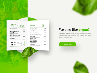 Falafel Restaurant Website Section - Menu clean design concept design food green landing landingpage minimalistic restaurant section ui ux vegan web design webdesign webdesigner website