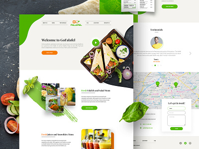 Falafel Restaurant Landing Page clean design designer food green homepage interface landing page landingpage minimal restaurant ui uiux web design website