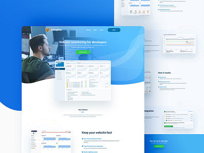 Web App Landing Page Design adobe app clean dashboard design developers landing landingpage minimal monitoring project saas saas landing page ui ux web design webdesign website design xd