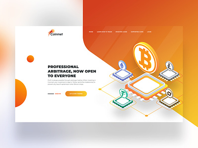Cryptocurrency Trading Platform Landing Page bitcoin cryptocurrency design header hero homepage interface isometric landing page landingpage money trading ui ux web website