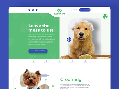 AllPawSpa Landing Page Design - Pet's Center adobe xd cats designer dogs graphic design grooming interface landing page landingpage layout onepage pets ui ux washing web webdesign website