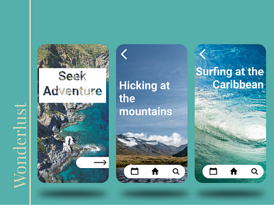Wunderlust - new adventures app colors design figma illustration interface ios mobile typography ux