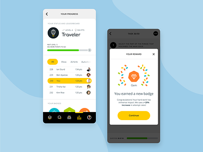 Directly Platform: Badges app badges gamification icons leaderboard levels mobile platform product design ux uxui