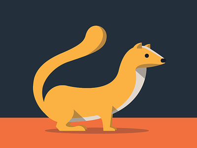 Weasel abc animals color flat illustration simple weasel