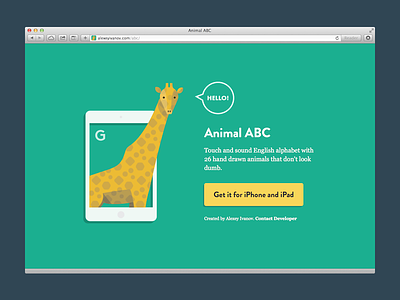 Animal ABC App live animal abc animals app app design color giraffe ios app landing page