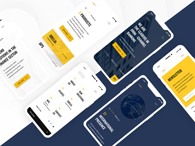 Banking Solution Company - mobile view - various screens bank banking sector corporate website information architecture interface design mobile design mobile first product responsive design ui ux