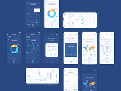 Various screens - Dark/Light mode atomic design bank app design human centered design illustration interface design mobile app ui ux wealth management