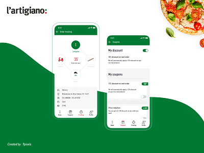 Food app order tracking & Discount coupons community coupons interface design italian food m commerce mobile app mobile design order tracking pizza time tracking ui ux