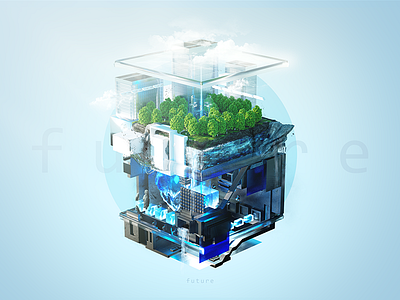 PLANET LODE2. 3d building cinema4d future gradient island isometric sky summer water word world