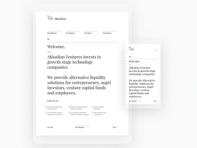 Akkadian — Web Experience landing mobile page table ui ux web website