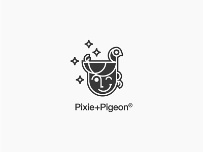 Pixie+Pigeon Logomark bird logo design face logo geometic geometric logo logo logomark logotype minimal pigeon