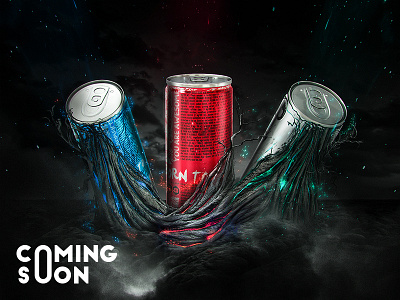T_E Coming Soon ad blue can coming soon design energy drink graphic design illustration package red teaser zero