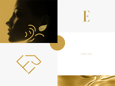 E Jewellery adobe brand design gold graphic design identity jewellery logo mark minimal simple