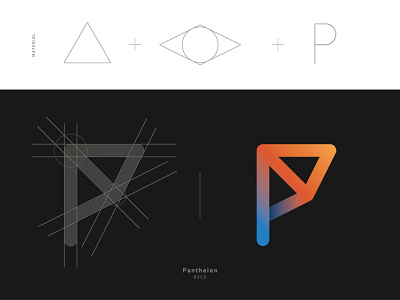 Pantheion adobe brand circle clean concept construction logo minimalist process simple triangle vector