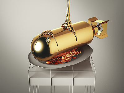 Air Bomb 3d adobe art direction autodesk bomb design digital art gold illustration photoshop render weapon