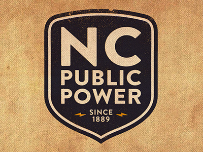Vintage NC Public Power Logo energy lightning logo north carolina power public vintage weathered worn