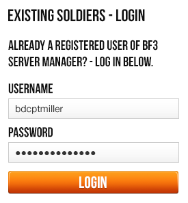 Battlefield 3 Server Manager - Login Panel form login