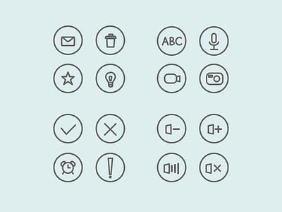Basic Icons/Buttons basic buttons camera clock favorite icons message microphone notification volume