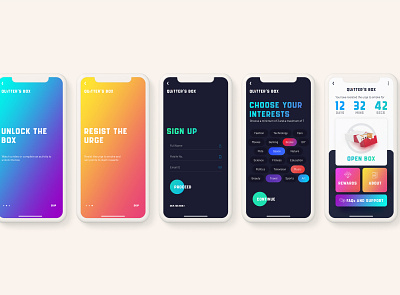 Quitter's Box app design app designer gradient design gradient ui iphone x mobile app mobile design ui ui design uiux user interface