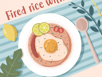 Fired rice design flat food illustraion