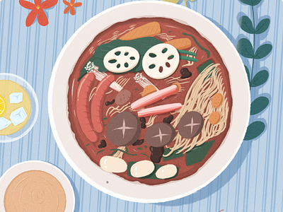 麻辣烫 design flat food illustraion