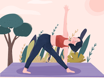 Yoga design flat girl illustraion spots