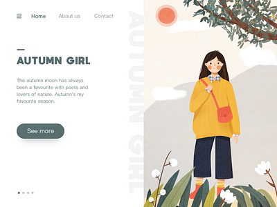 Autumn girl design flat illustraion ui web