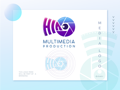 HIA MULTIMEDIA LOGO branding camera company creative design flat illustrator logo media minimal typography vector