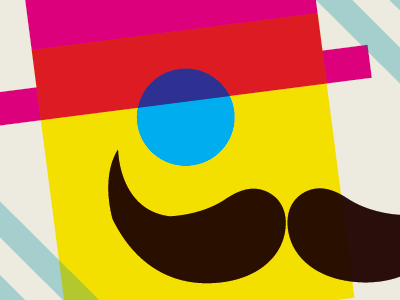 Mustasche Man in CMYK cmyk geometric man mid century mustache print simple