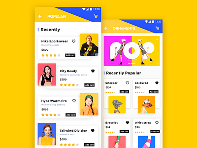 E-commerce application_2 app color design ui ux yellow 电子商务