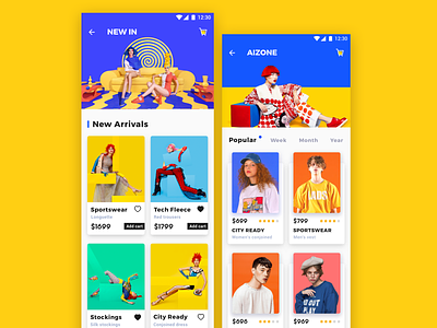 E-commerce application_3 app color design e commerce ui ux yellow