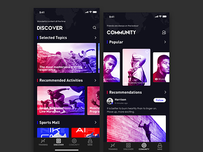 Fitness exercise application_3 app bodybuilding color design exercise fitness app ui ux
