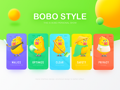 BOBO Style card cartoon chicken children color cute game illustration