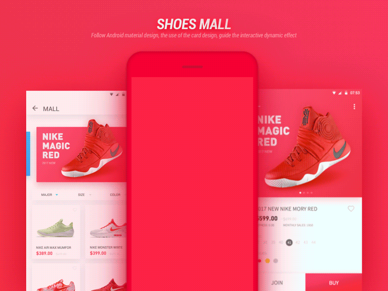 Shoes Mall android card design like mall material nike red shoes ui