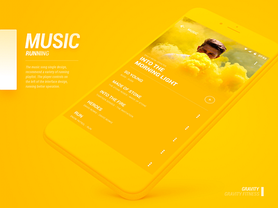 Music android color design haze material music running ui ux yellow