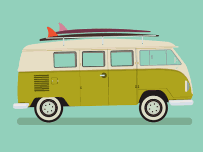 Minivan Surf car gif illustrator mini surf van