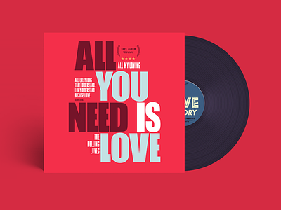 Vinyl - all you need is love beatles color cover disc illustration love music valentine vinyl