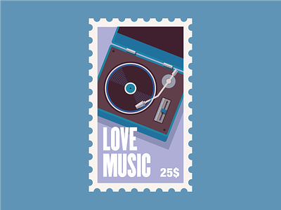 Stamp 3 color illustration illustrator love minimal music player stamp valentine valentine day vector vinyl