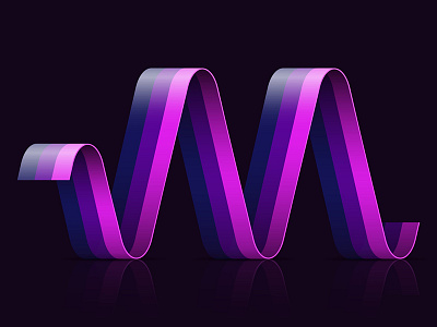 M13 V1 alphabet design graphic letter m ribbon typography wave