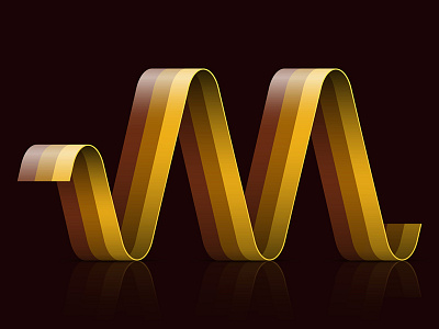M13 V2 alphabet design graphic letter m ribbon typography wave
