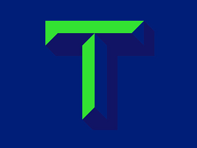 T20 V3 alphabet bevel blue design flat graphic green letter t typography